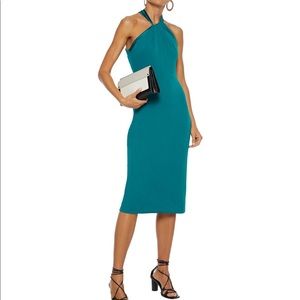 CUSHNIE Charmeuse-paneled crepe-jersey midi dress